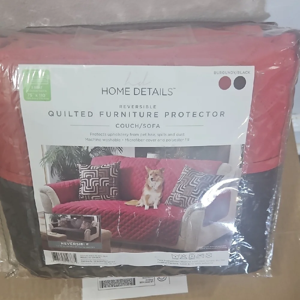 Reversible Red and Black Quilted Furniture Protector